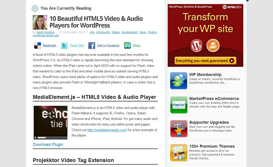 Resource: 10 Beautiful HTML5 Video & Audio Players for WordPress