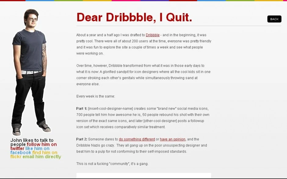 Blog Post: Dear Dribbble, I Quit.